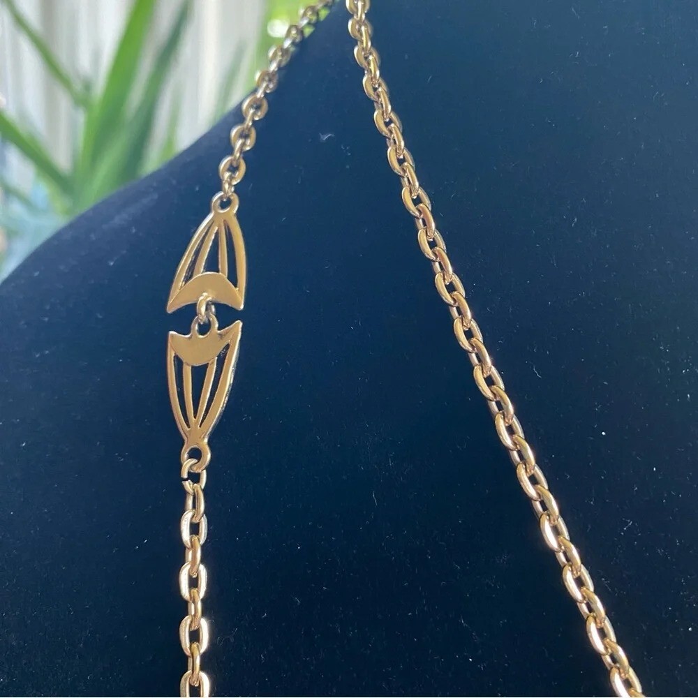 Vintage Multilayer Intricate Gold Tone Necklace with Large Pendant - Picture 15 of 16